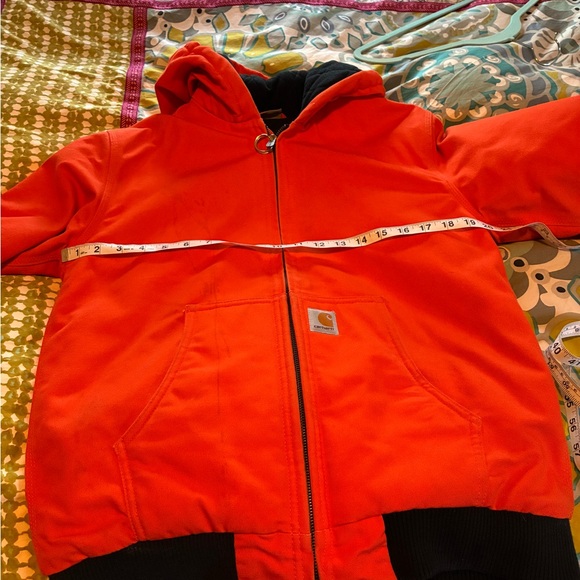 Boys Carhartt Orange Zip-Up Canvas Jacket Size Large 14-16 - Picture 5 of 11
